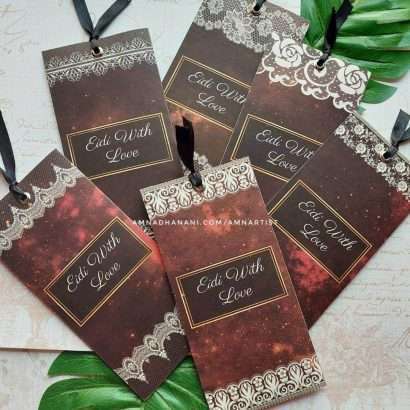 Crimson Galaxy Lace Eid Envelope Set of 6