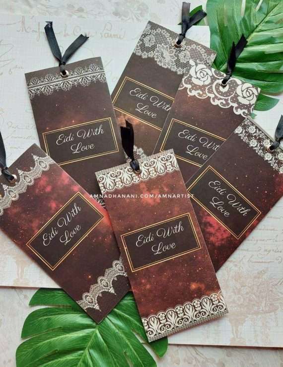 Crimson Galaxy Lace Eid Envelope Set of 6