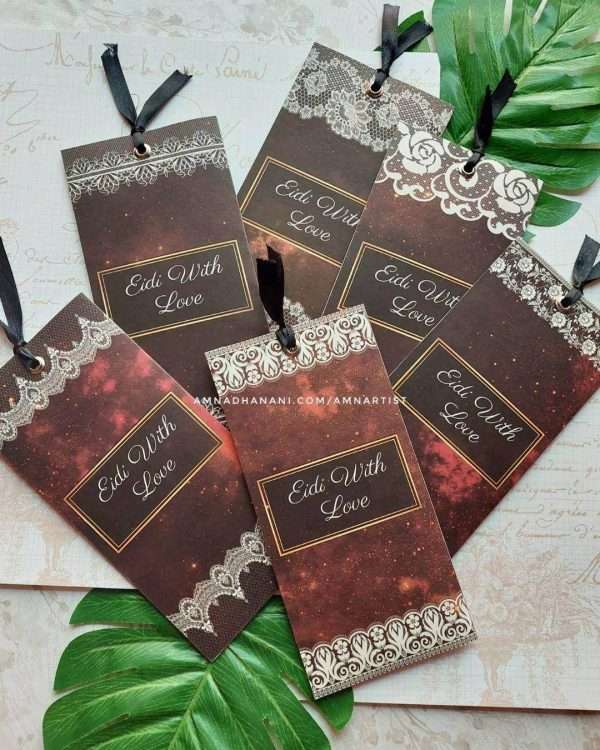 Crimson Galaxy Lace Eid Envelope Set of 6