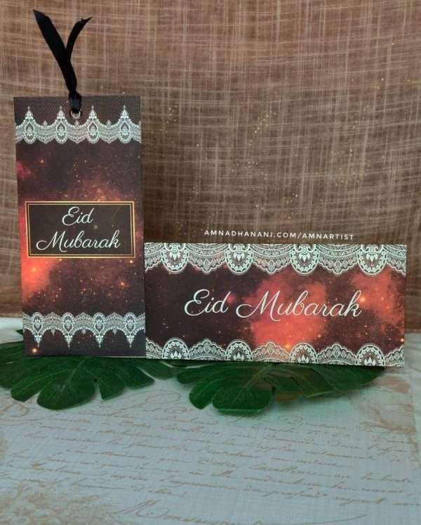 Crimson Galaxy Lace Eid Envelope Set of 6