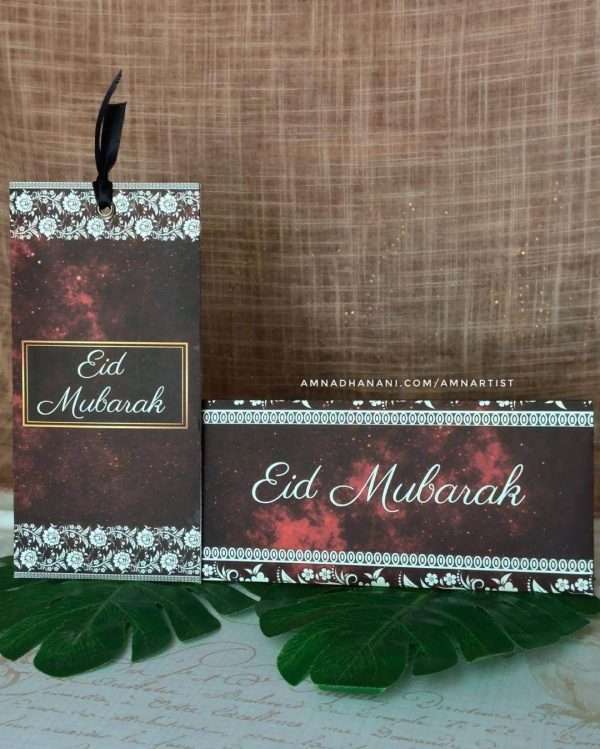 Crimson Galaxy Lace Eid Envelope Set of 6