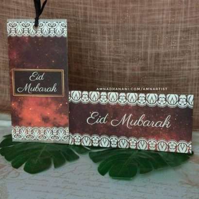 Crimson Galaxy Lace Eid Envelope Set of 6