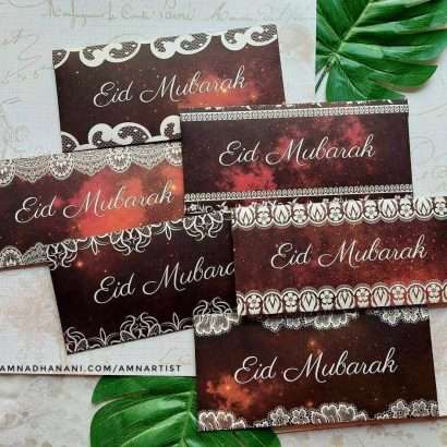 Crimson Galaxy Eid Envelopes (Traditional)