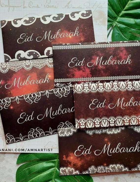 Crimson Galaxy Eid Envelopes (Traditional)