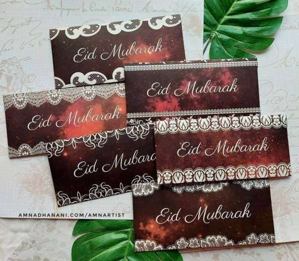 Crimson Galaxy Eid Envelopes (Traditional)