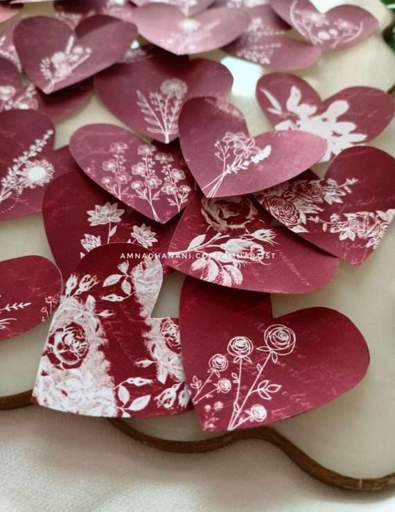 Maroon Botanical Hearts