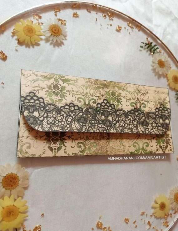 Traditional Green Damask Envelope