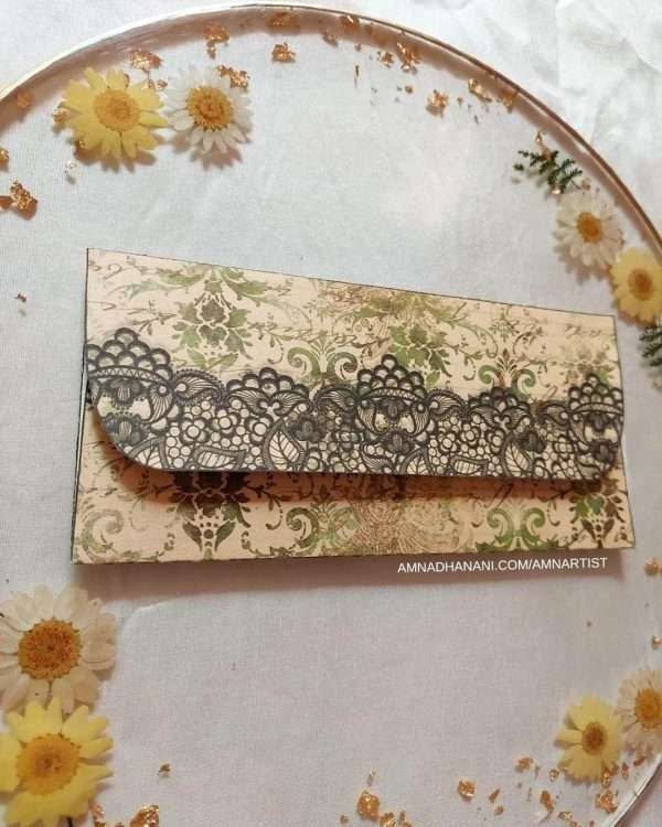 Traditional Green Damask Envelope