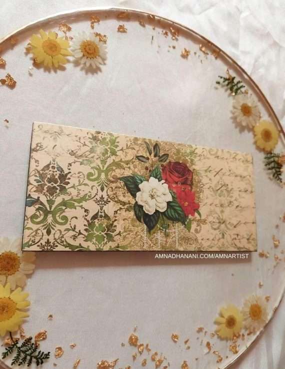 Traditional Green Damask Envelope