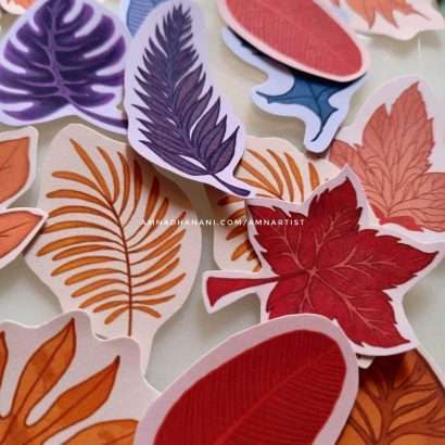 Orange and Purple Leaves Sticker