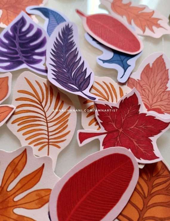 Orange and Purple Leaves Sticker