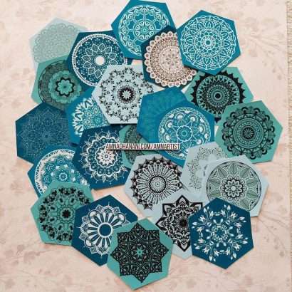 Blue Mandala Hexagon Stickers