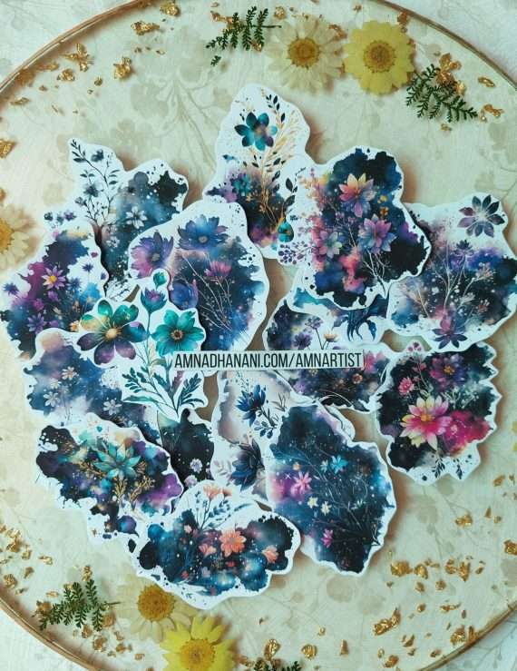 Watercolor Galaxy Flowers