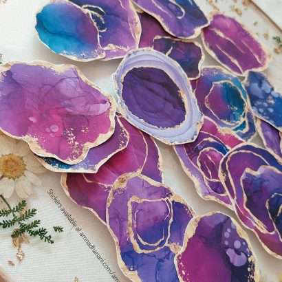 Purple Ink Geode Sticker Pack.