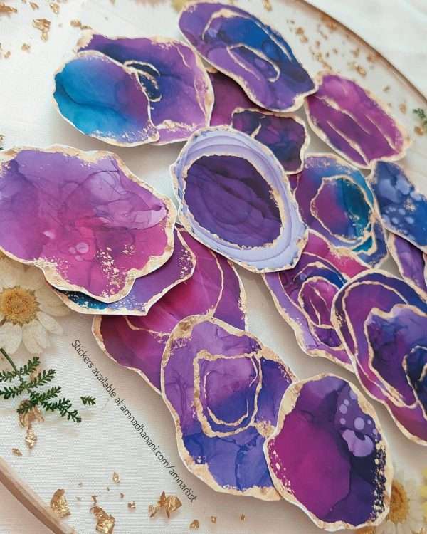 Purple Ink Geode Sticker Pack.