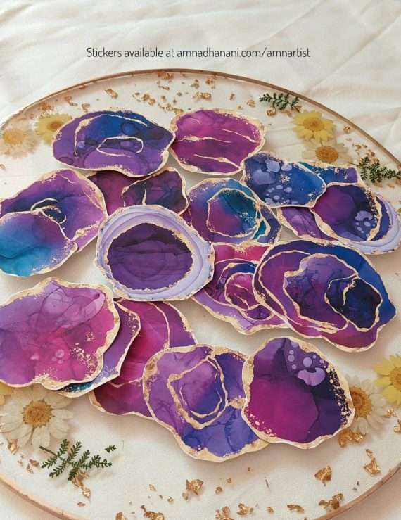 Purple Ink Geode Sticker Pack.