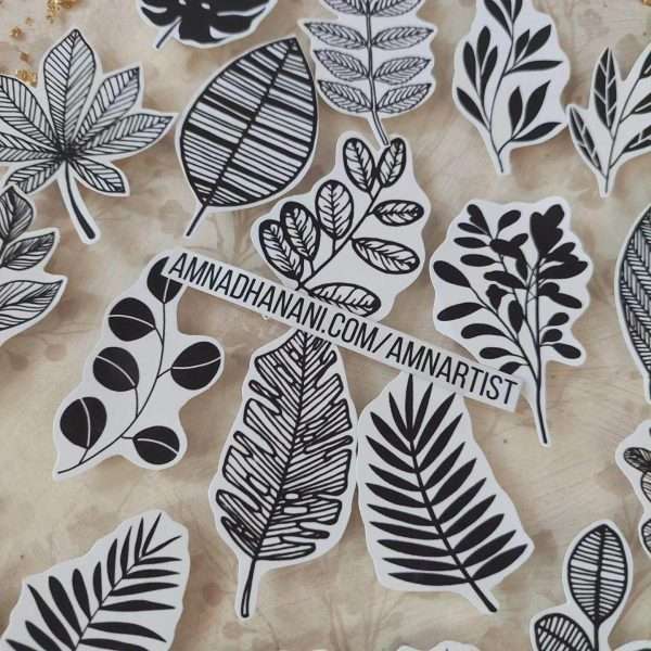 Black & White Leaves Sticker Pack