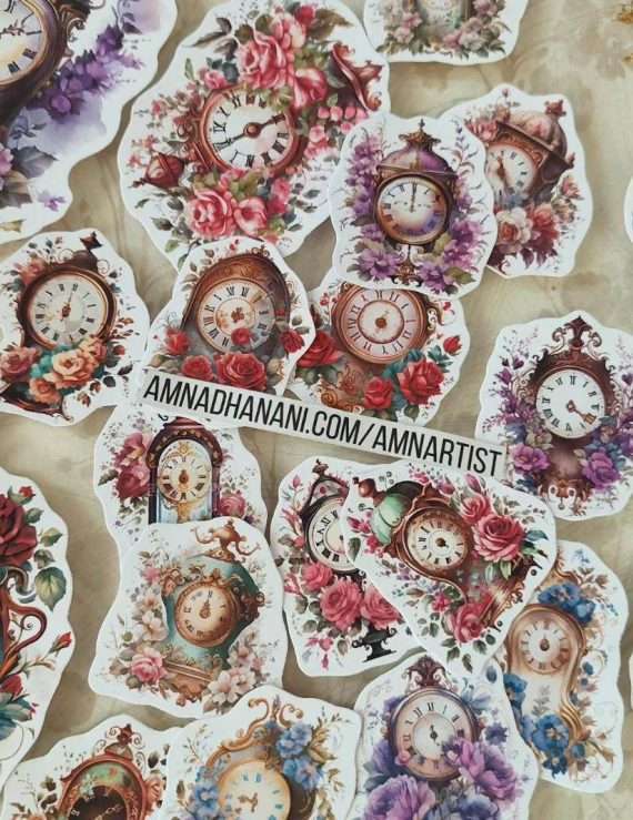 Antique Floral Clock Sticker Pack