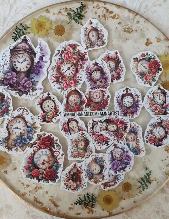 Antique Floral Clock Sticker Pack