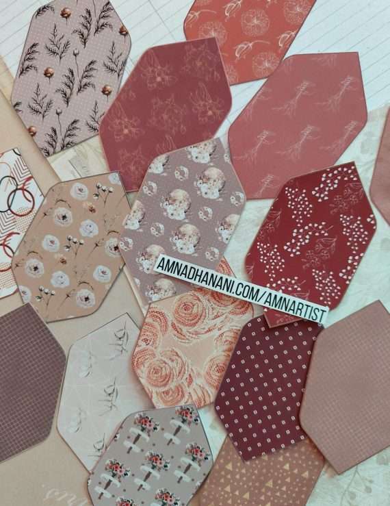 Neutral Color Patterns Long Hexagon Sticker Packs