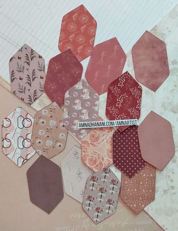 Neutral Color Patterns Long Hexagon Sticker