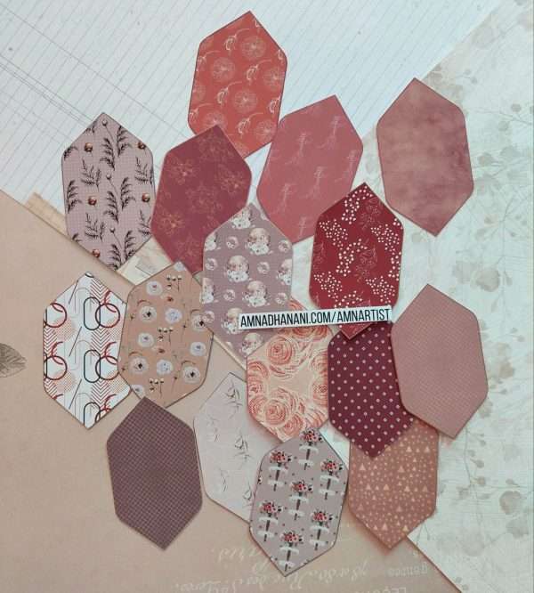 Neutral Color Patterns Long Hexagon Sticker