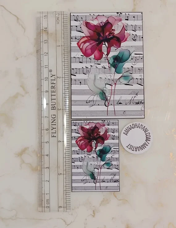 Red Alcohol Ink Roses Sticker