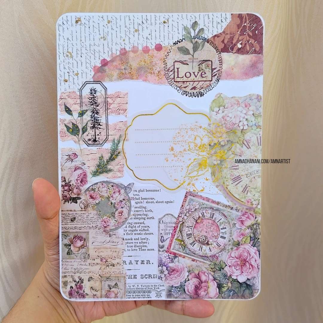 Fluttering Wishes - Handmade Collage Card