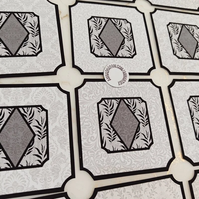 Grey Floral Damask Frame Sticker Pack - Image 2