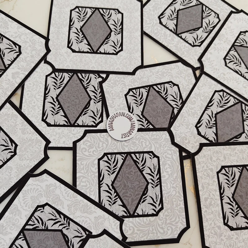 Grey Floral Damask Frame Sticker Pack