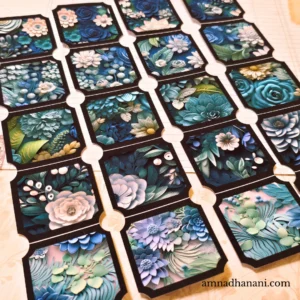 3D Teal Bloom Frame Stickers Pack