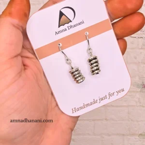 Silver Stacked Ring Earrings – Handmade Jewelry